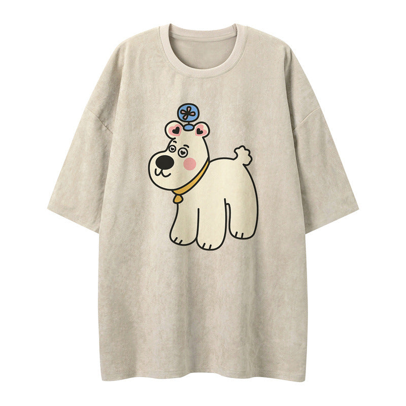 US drip outfits Summer Vintage Dog Casual Loose Short Sleeve T-Shirts