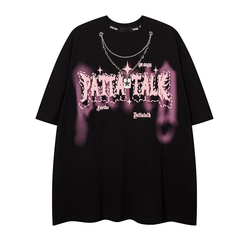 Hip Hop Clothes New York Necklace Print Short Sleeve T-Shirt