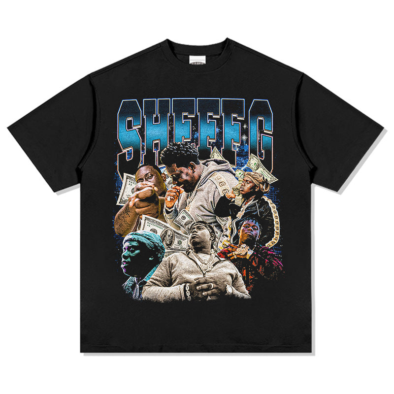 Outfit streetwear retro hip hop Sheffield SheffG print short sleeve t-shirt