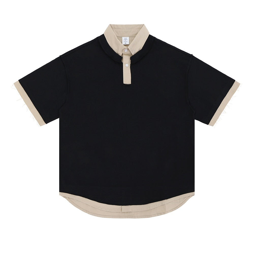 Vintage College Shirts Spring/Summer, Lapel Short Sleeve T-Shirts
