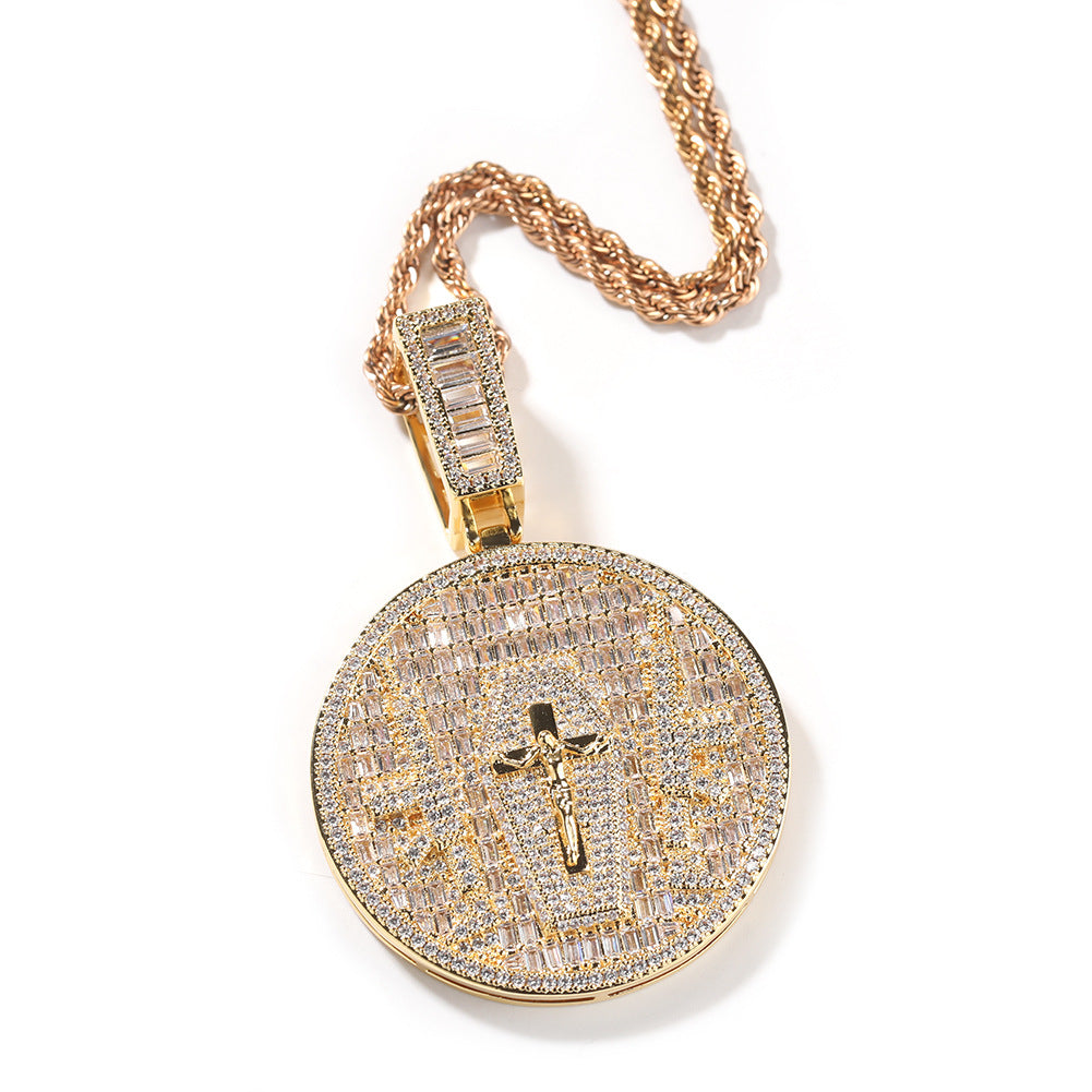 Jewelry Summer Cross Pendant Full Diamond Necklace Spectrum Far East
