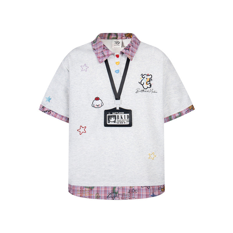 Casual Street Wear Vintage Short Sleeve T-Shirt Lapel POLO Shirt