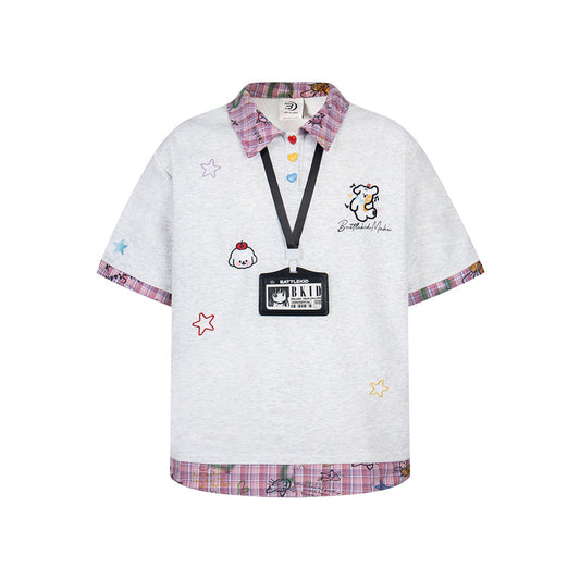 Casual Street Wear Vintage Short Sleeve T-Shirt Lapel POLO Shirt