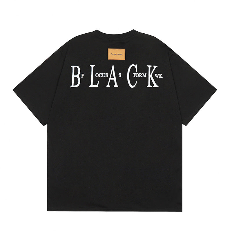 Vintage T Shirts Hip Hop Letter Embroidery Short Sleeve T-Shirts