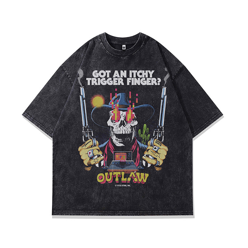 Ropa Vintage Hombre Spider Print Short Sleeve T-Shirt