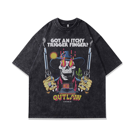 Ropa Vintage Hombre Spider Print Short Sleeve T-Shirt