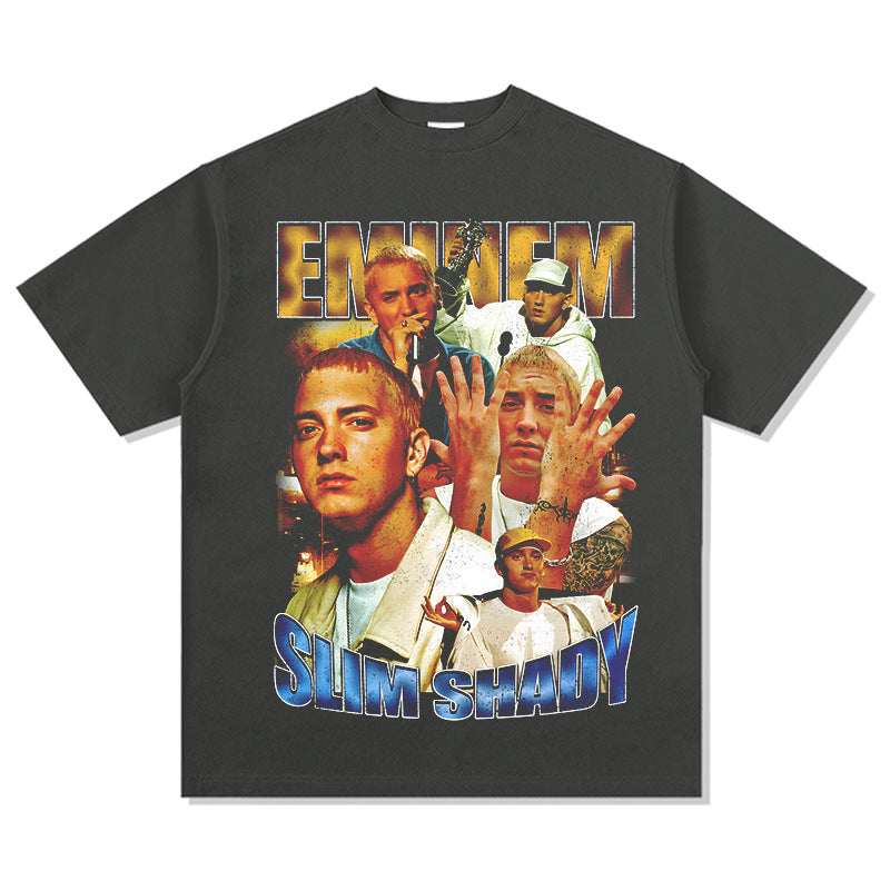 Cool t rapper vintage Eminem Eminem print hip hop short sleeve t-shirt