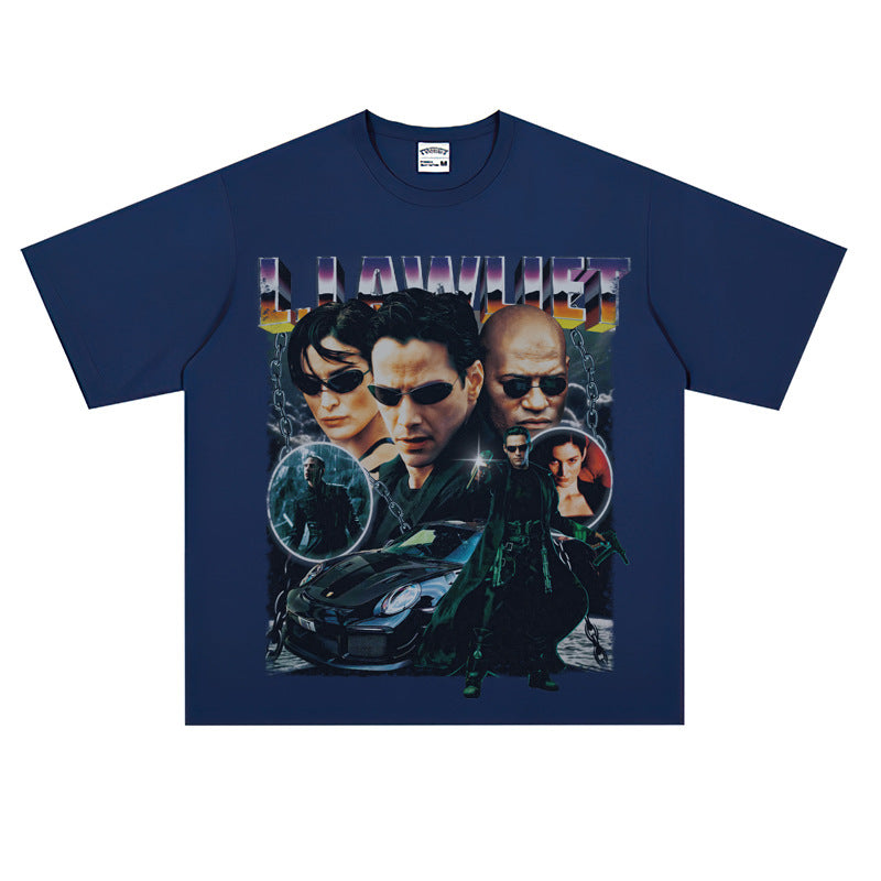 Film Star T Shirt Personalized Cotton Short Sleeve Loose American Retro Design T-shirt