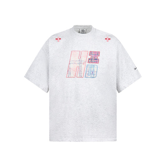 New York Hip Hop Style Vintage Dopamine Letter Embroidery Crew Neck Short Sleeve T-Shirt