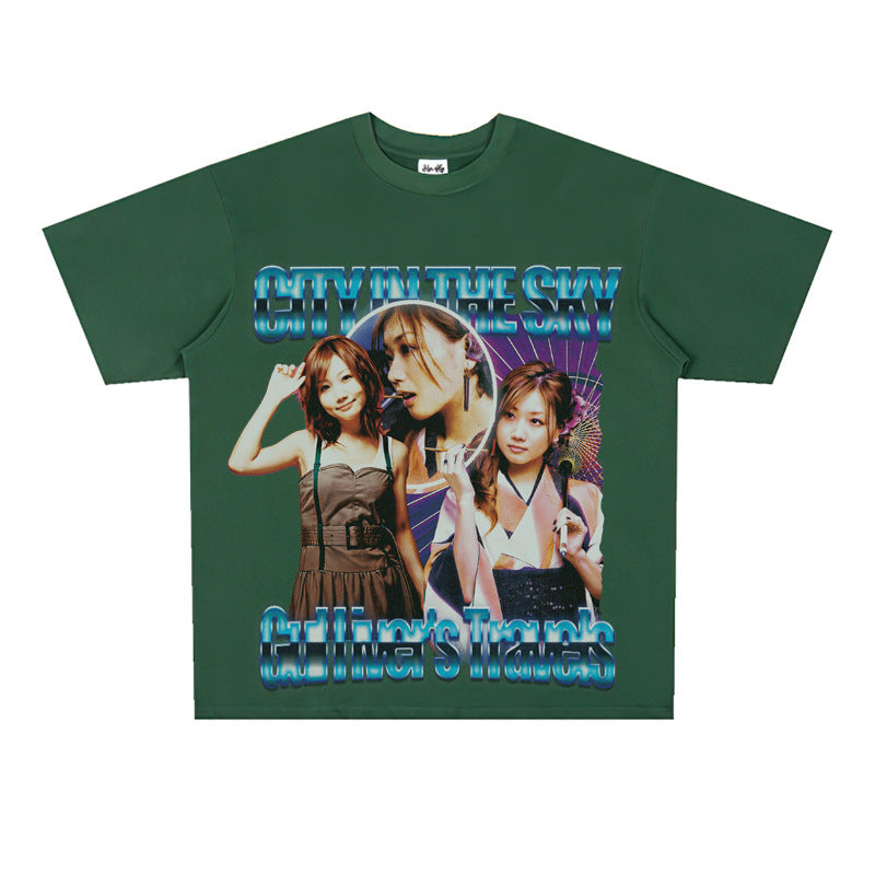 Film Star T Shirt Loose Heavy Retro Street T-shirt Men and Women