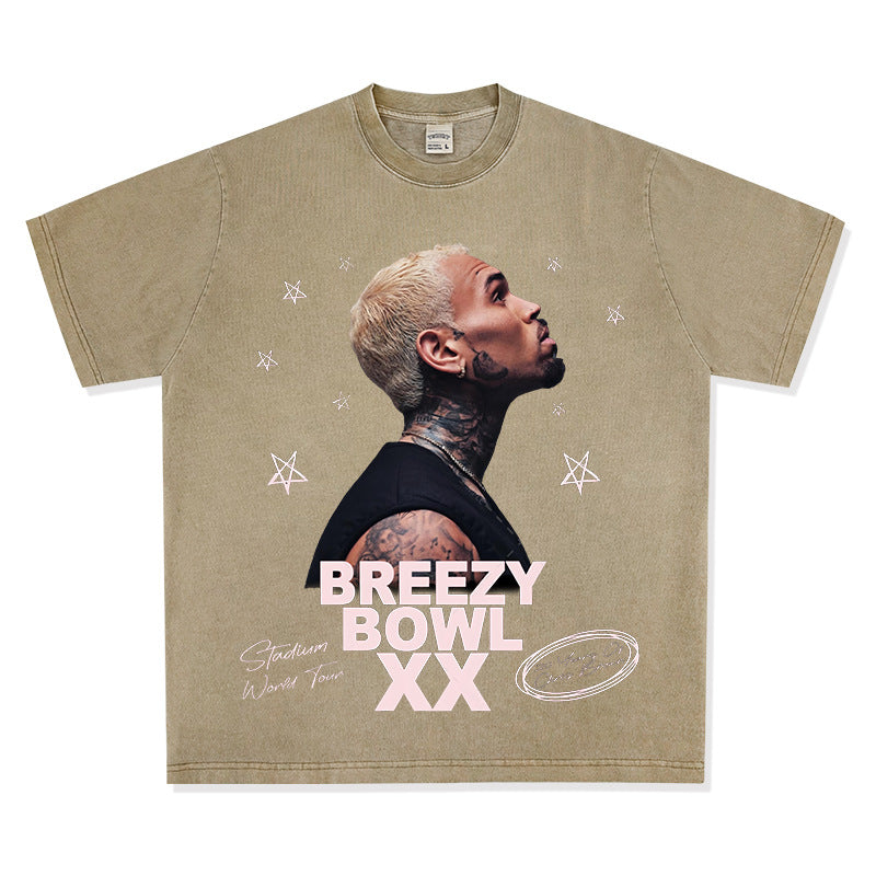 New york hip hop shop vintage hip hop Chris Brown print short sleeve t-shirt