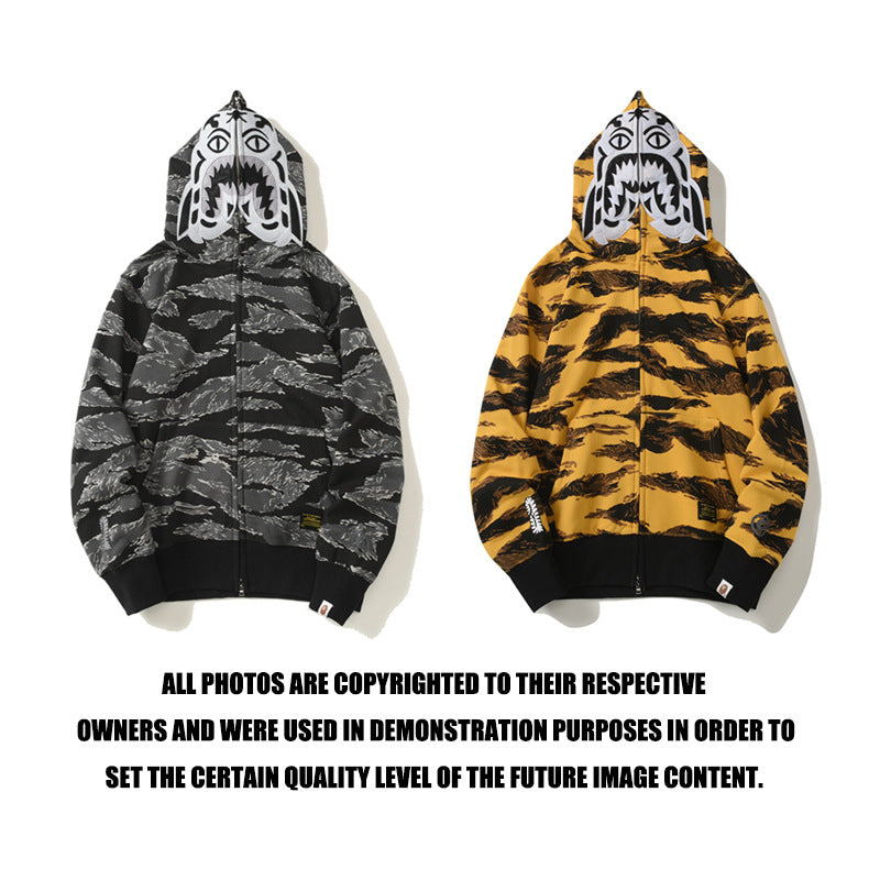 Ape Hoodie Embroidered Tiger Camo Tiger Hooded Cardigan Shark Sweater Jacket
