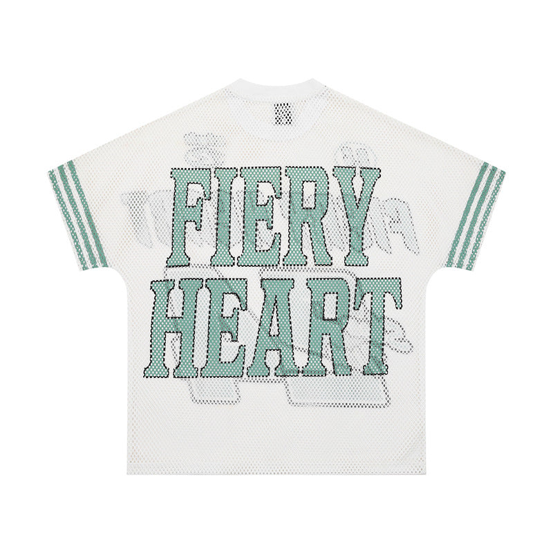 Hip Hop Shirts For Boys Hollow Alphabet Print Short Sleeve Jersey T-Shirt