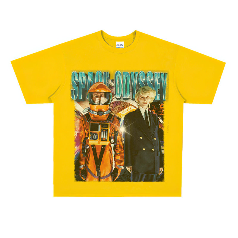 Film Star T Shirt Movie 2001 Space Roaming Printing Personalized Cotton Short Sleeve Loose round Neck Retro T-shirt