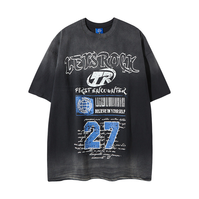 Nyc 1990 Shirt Retro Hip Hop Alphabet Short Sleeve T-Shirt