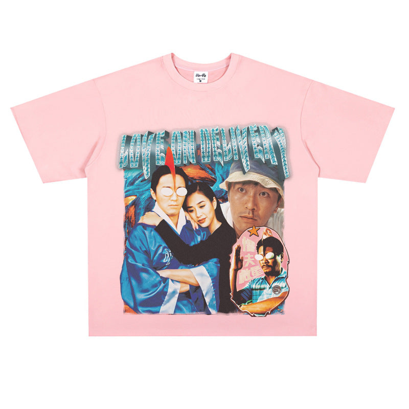 Film Star T Shirt Fragrant Short Sleeve Retro American Street T-shirt for Men and Women