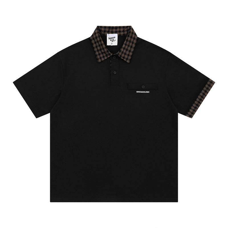 Hip Hop Shirts For Boys Vintage Alphabet Embroidered Short Sleeve POLO Shirt Loose Top