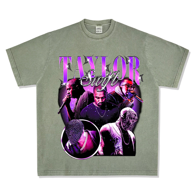 New york hip hop shop vintage kanye west taylor short sleeve t-shirt
