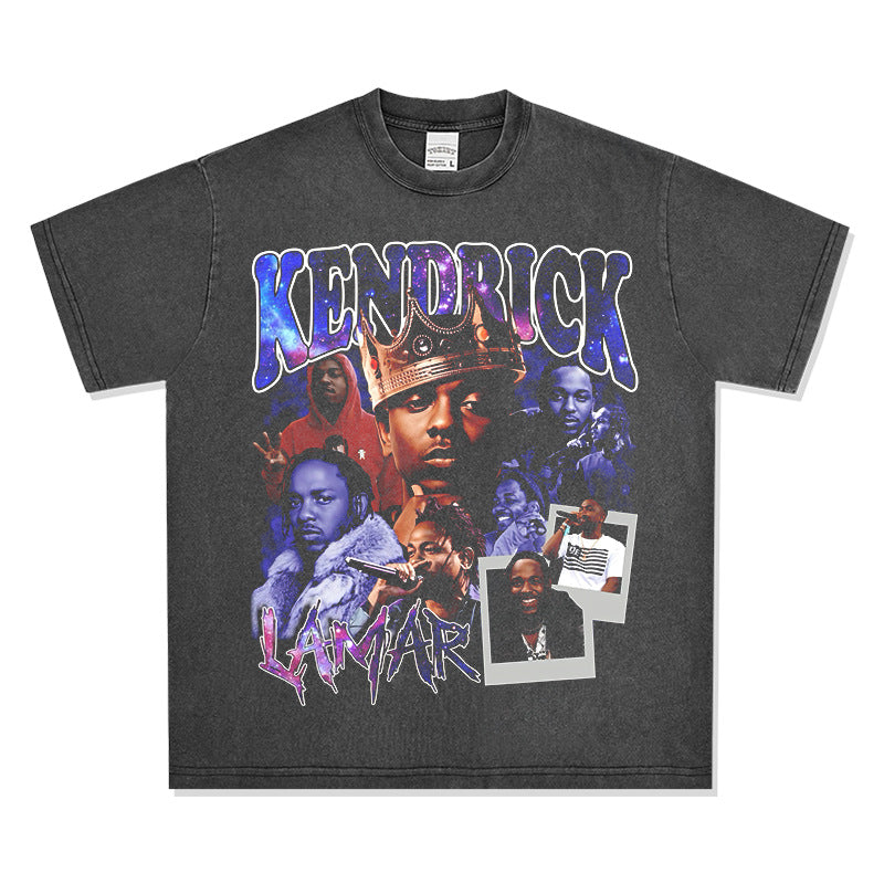 Outfit streetwear vintage hip hop kung fu kenny kendrick print short sleeve t-shirt