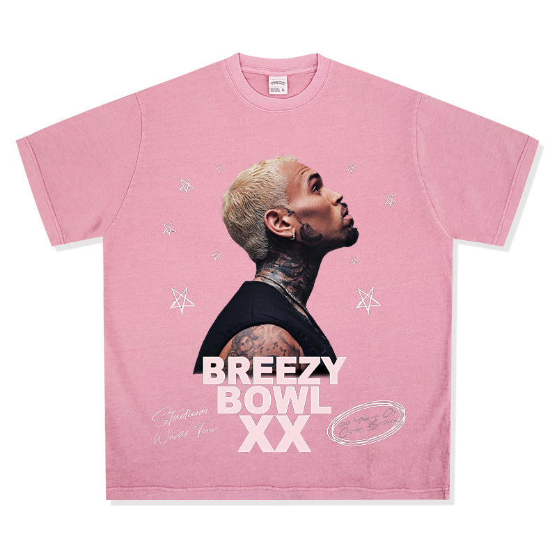 New york hip hop shop vintage hip hop Chris Brown print short sleeve t-shirt