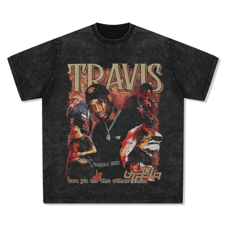 Cool t rapper vintage hip hop Travis print long sleeve short sleeve t-shirt Vintage