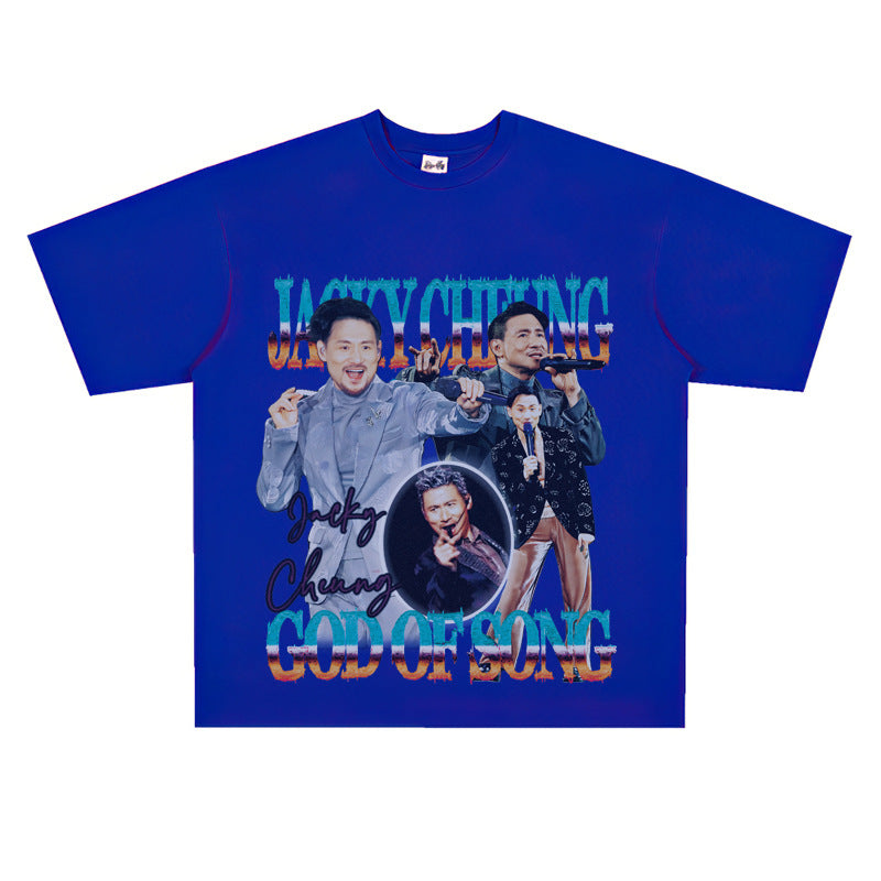 Film Star T Shirt Hong Kong God of Song Zhang Xueyou Printed Loose Street T-shirt