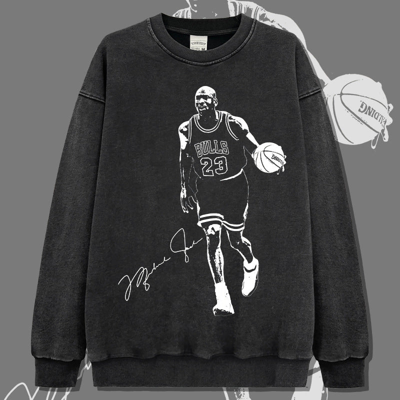 Marcas streetwear usa vintage trapeze mj print crew neck sweater