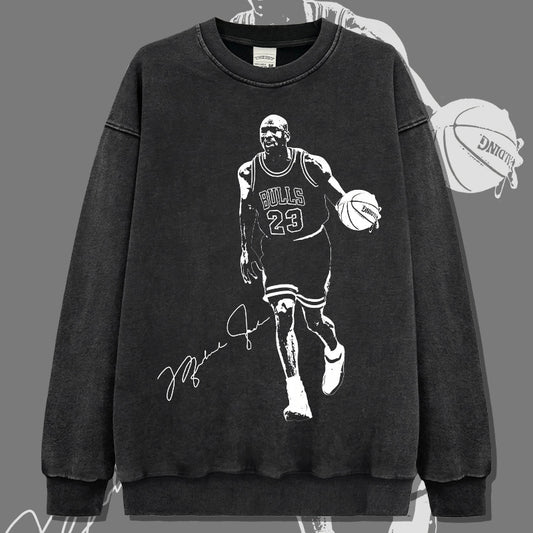 Marcas streetwear usa vintage trapeze mj print crew neck sweater