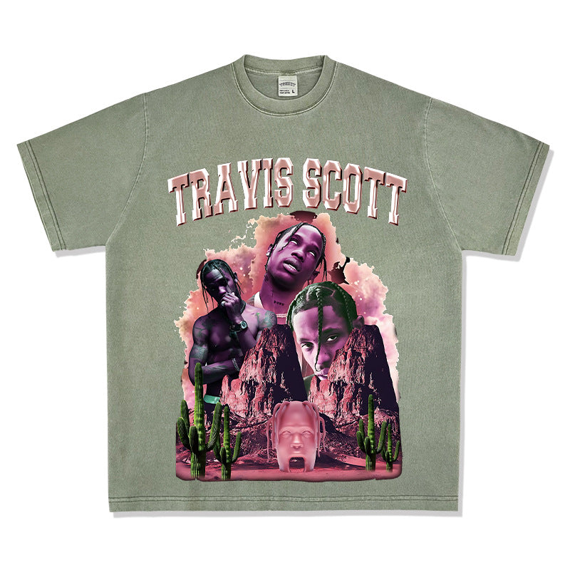 Cool t rapper travis scott print short sleeve t-shirt