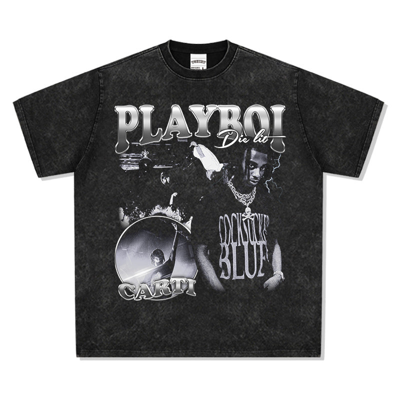 New york hip hop shop Playboi carti print short sleeve t-shirt hiphop hip hop, crew neck