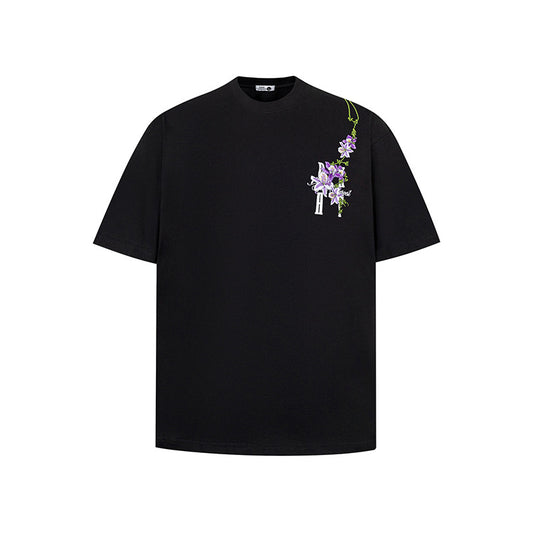 Nostalgia T-Shirts Flower Embroidery Short Sleeve T-Shirts