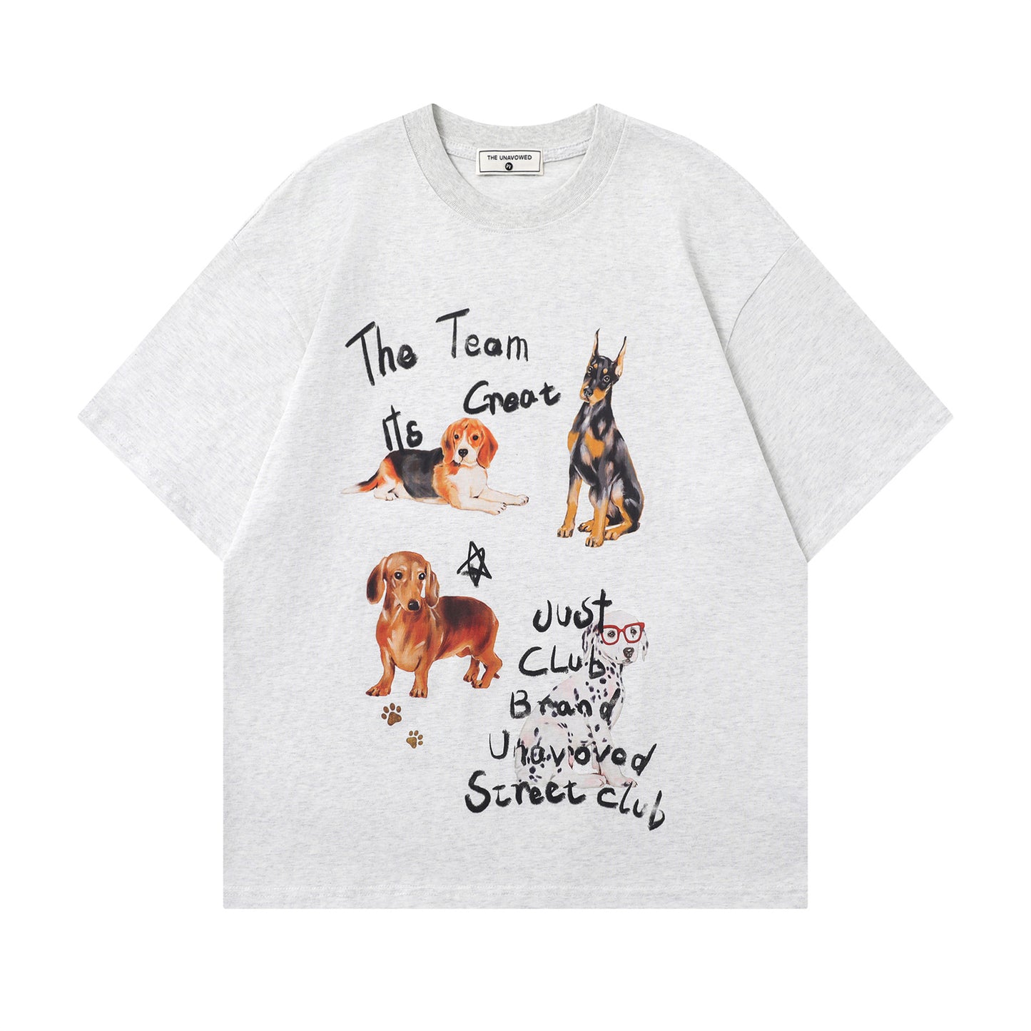 Vintage tarz t shirt summer puppy print crew neck short sleeve t-shirt