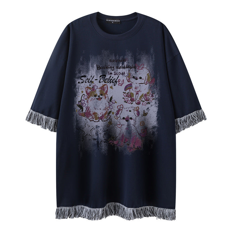 Camisetas streetwear Summer Vintage Puppy Casual Loose Short Sleeve T-Shirt