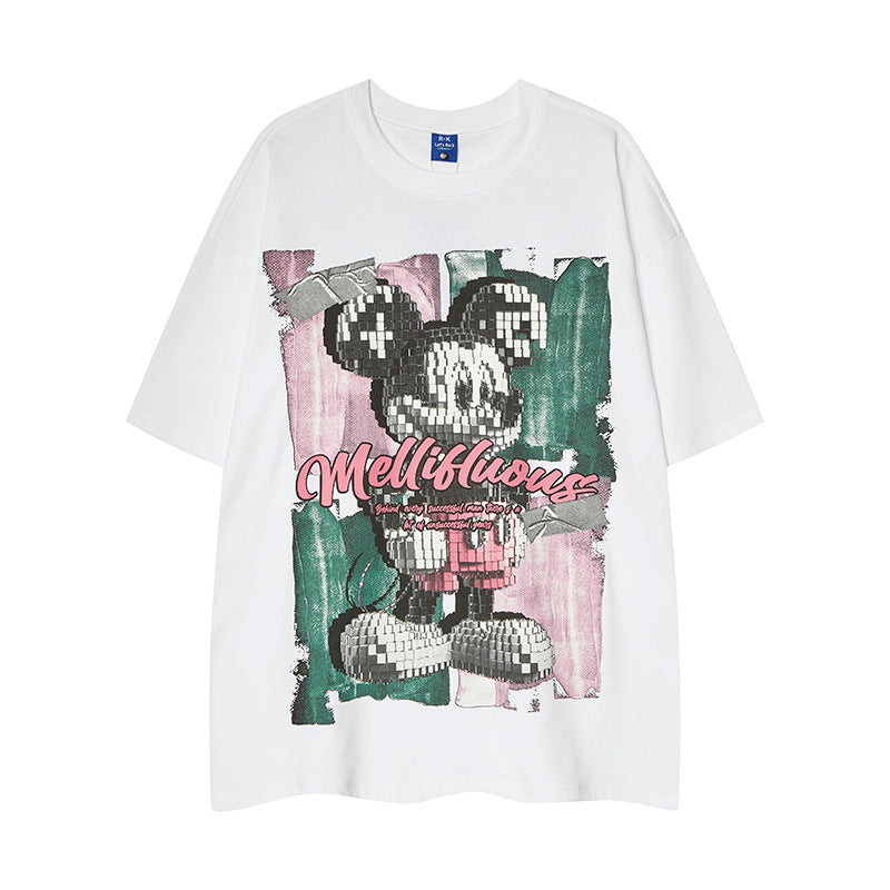 Nostalgia T Shirts Vintage Fun Cartoon Print Short Sleeve T-Shirt oversize