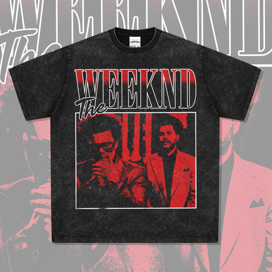 New york hip hop shop weeknd print short sleeve hip hop loose t shirt