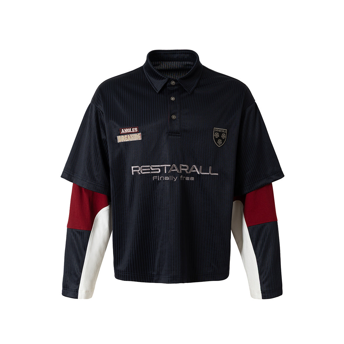 Unisex long-sleeved shirt men's autum lapel polo shirt