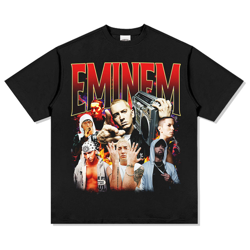 Outfit streetwear vintage hip hop Eminem Eminem print short sleeve t-shirt