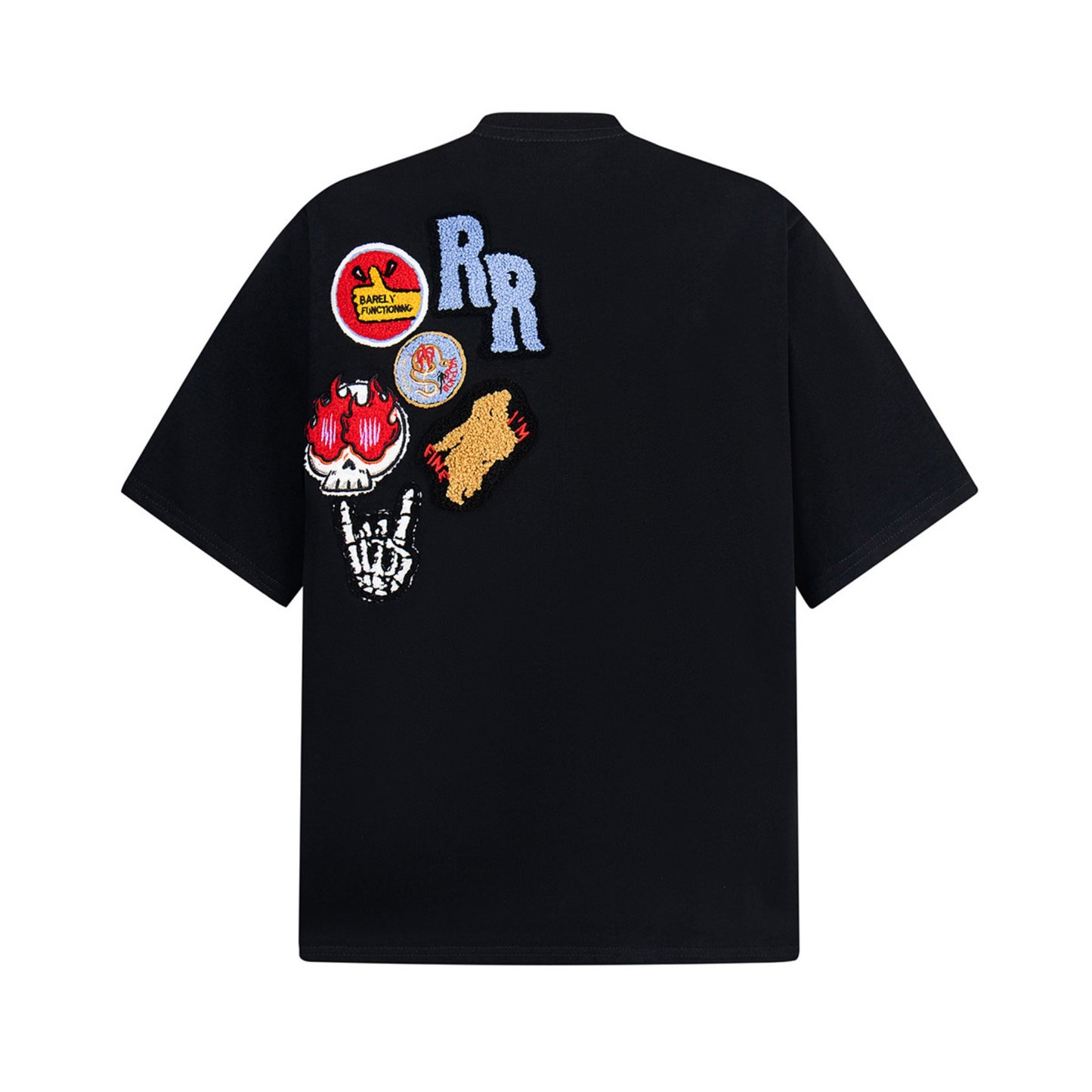 Hustle vintage summer vintage skull embroidered short-sleeved t-shirt