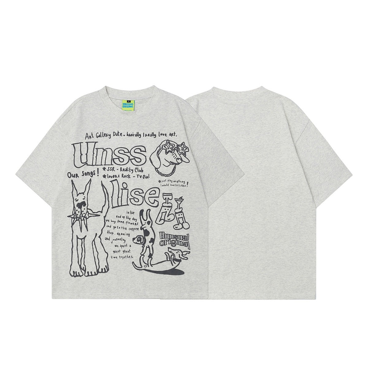 90s West Coast Hip Hop Fashion T Shirts Fun Graffiti Foam Puppy Short Sleeve T-Shirt