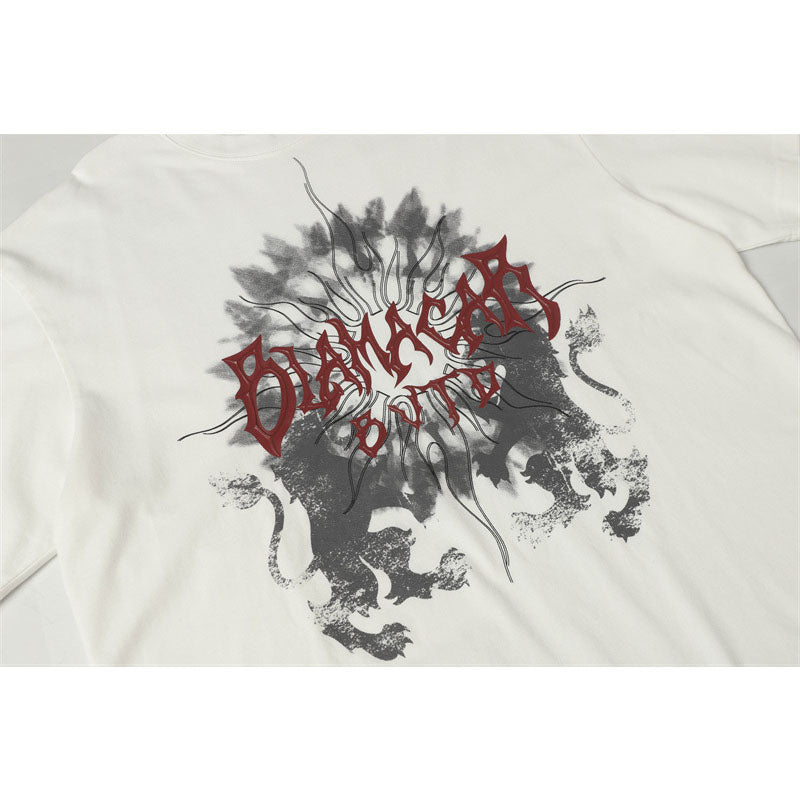 Casual Street Wear Washed Retro T-Shirt Anime Old
