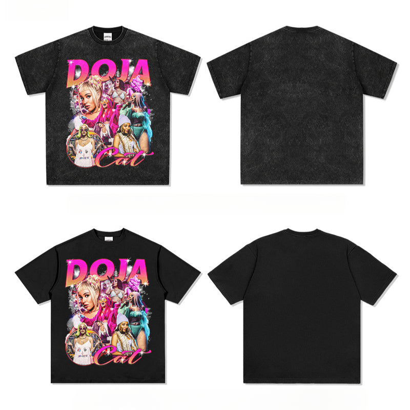 Marcas streetwear usa vintage doja cat print short sleeve t-shirt