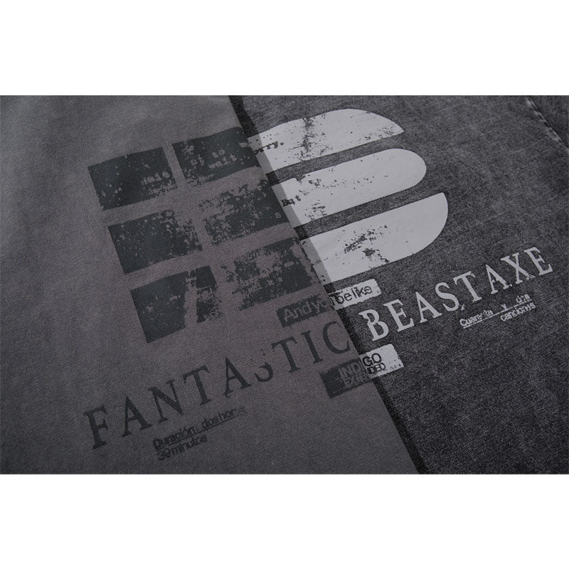 Casual Street Wear Washed Letter Print Loose Crew Neck Short Sleeve T-Shirt