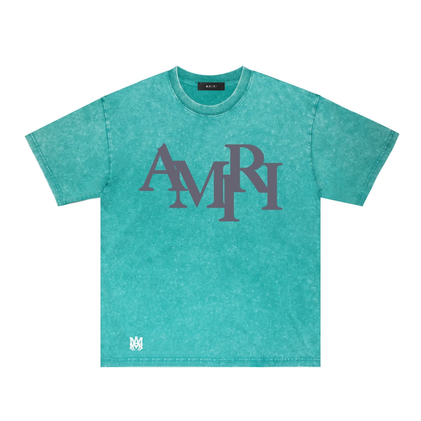 Amiri washed t-shirt all gray letterprinting short sleeves