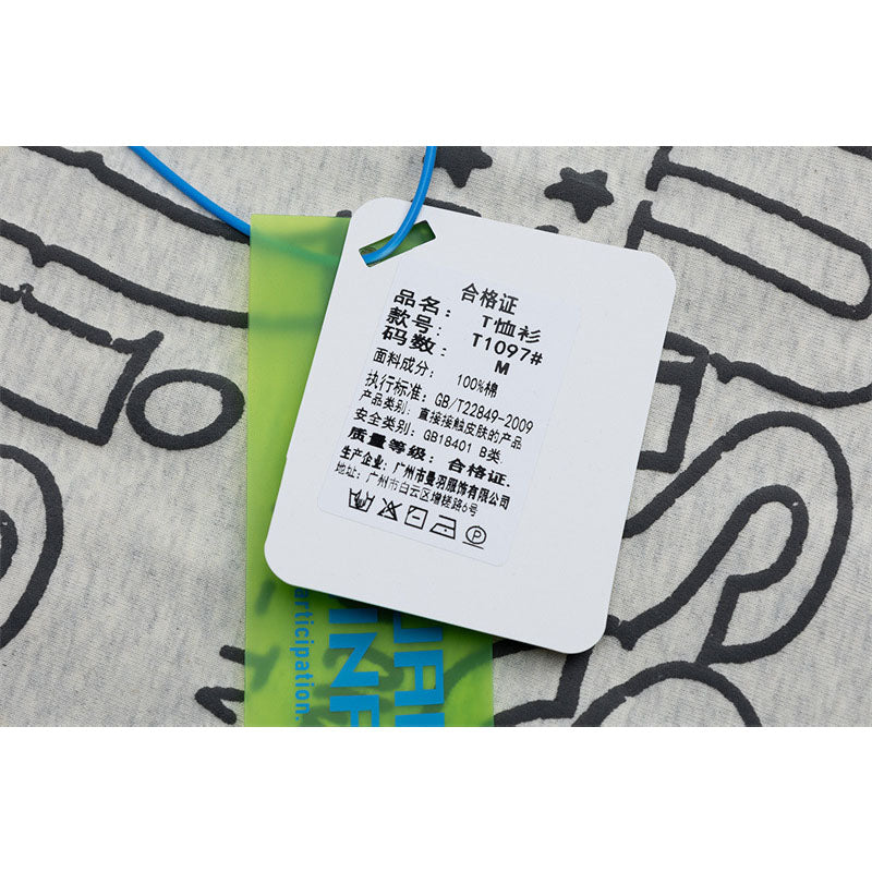 US drip outfits Summer Vintage Alphabet Doggy Print Casual Loose Short Sleeve T-Shirts