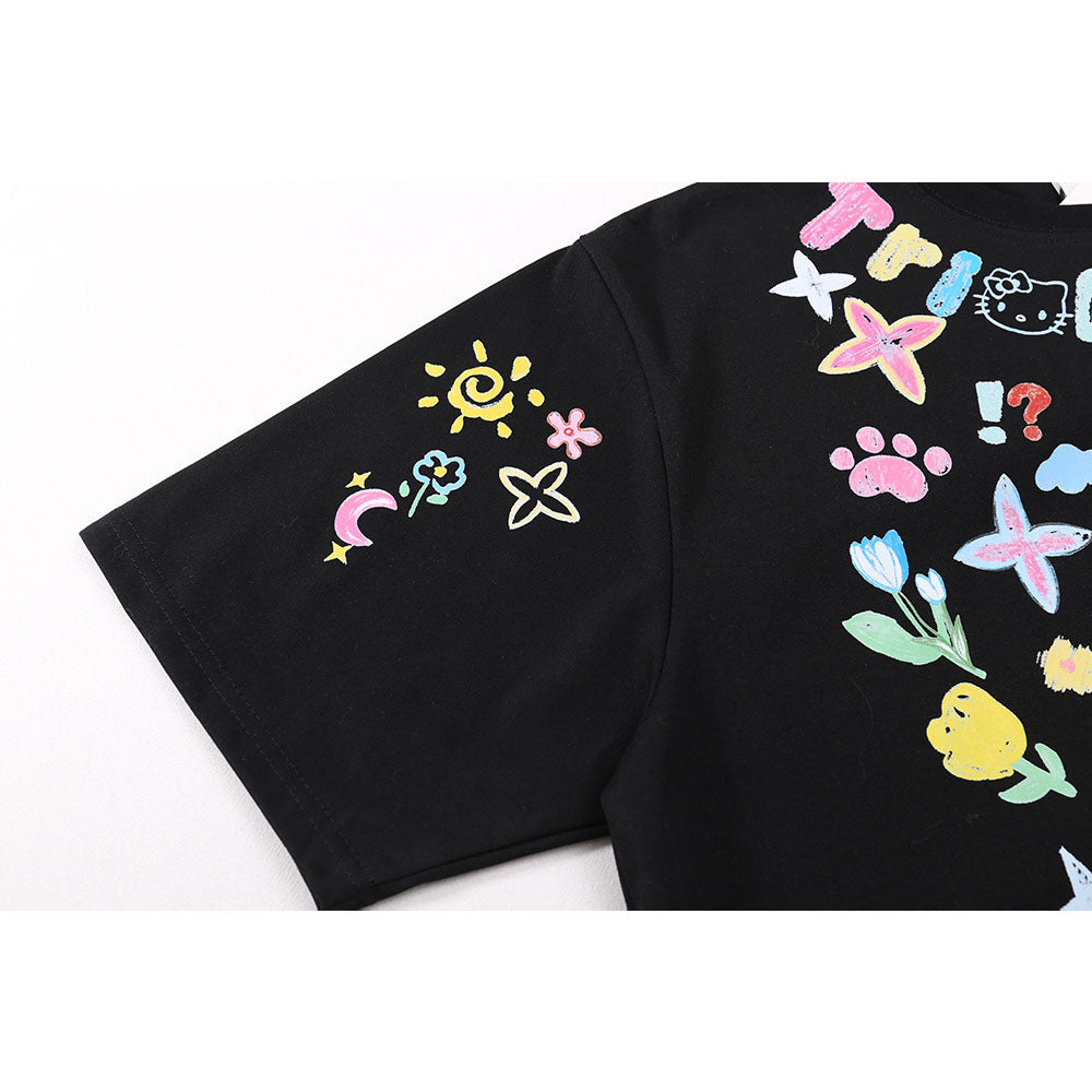 Hip hop shirt round neck short sleeve summer graffiti print short sleeve t-shirt