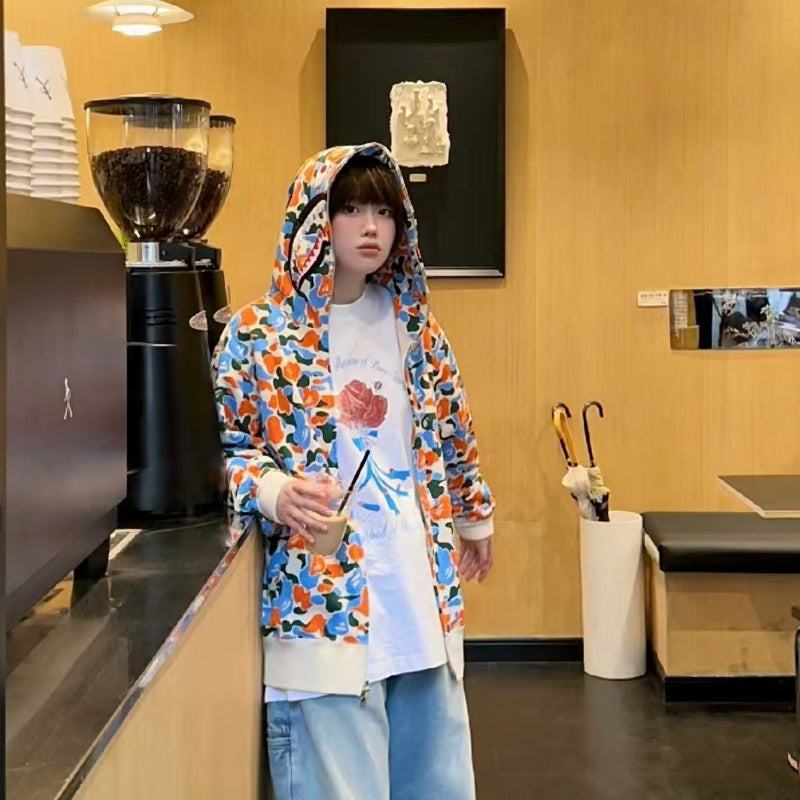 Ape Hoodie Indonesia City Limited Camo Shark Hooded Cardigan Sweater Jacket