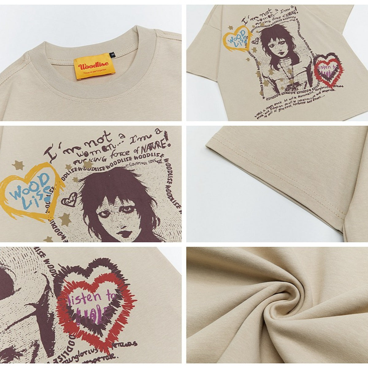 90s West Coast Hip Hop Fashion T Shirts Punk Rock Girl Printed Short Sleeve T-Shirt