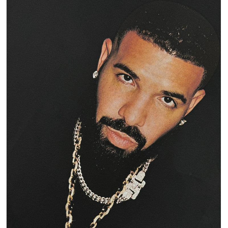 Outfit streetwear Vintage Hip Hop Drake Big Head Print Short Sleeve T-Shirt