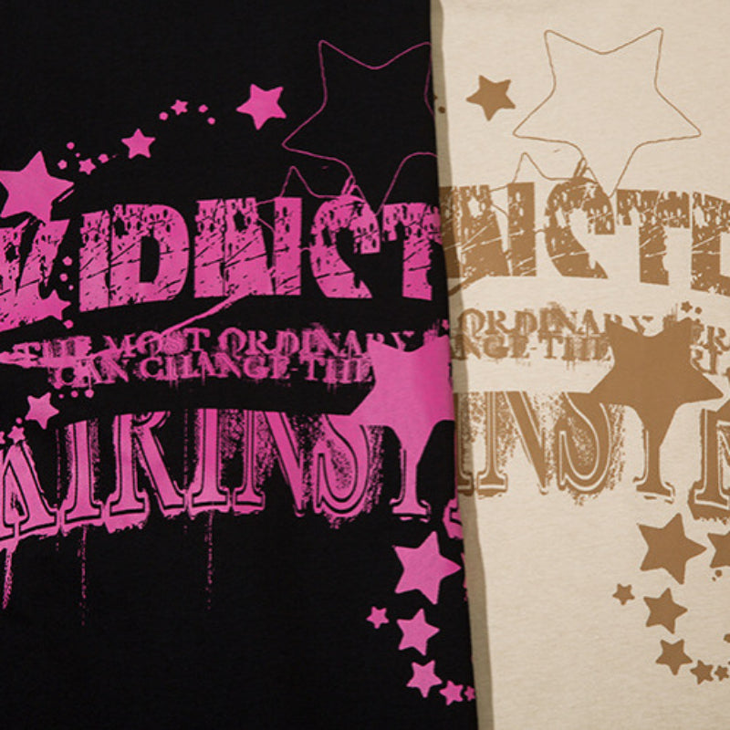 Vintage T Shirts Hip Hop Graffiti Letter Print Long Sleeve T-Shirt oversize