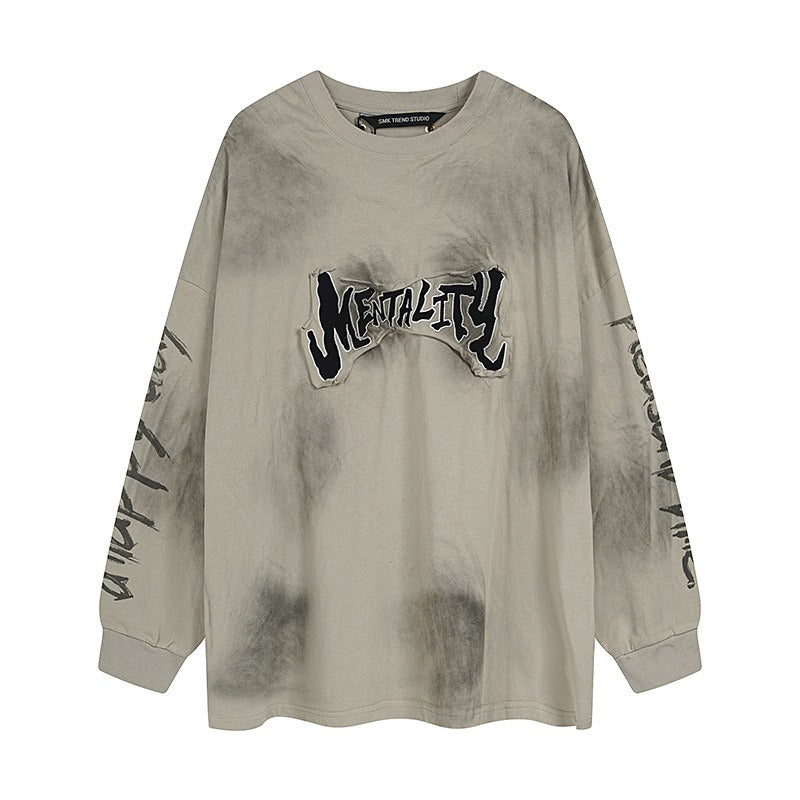 Unisex long-sleeved shirt wasteland style patch embroider